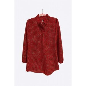 Mud Pie Red Geometric Print Ruffle Neck Tunic Top – Size Small